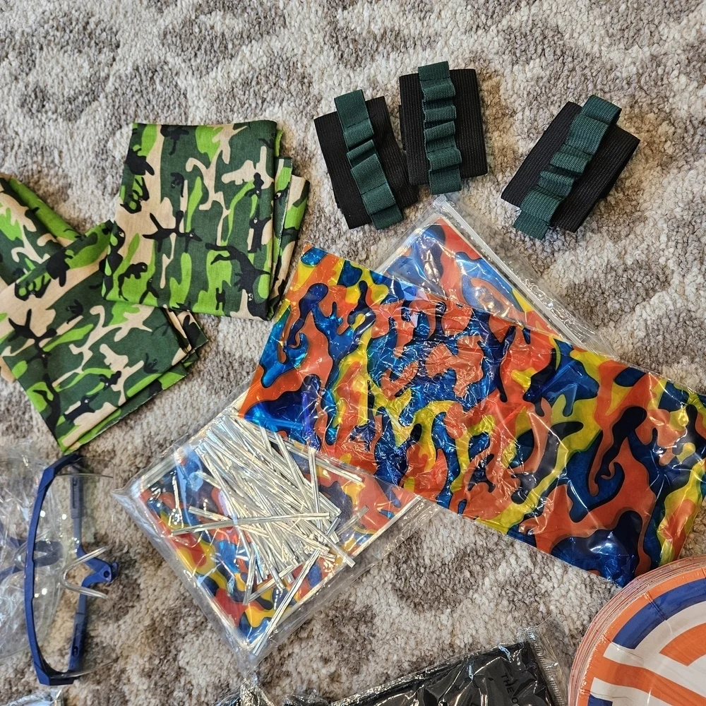 Camouflage and Flame Pattern Kids Bandana Set